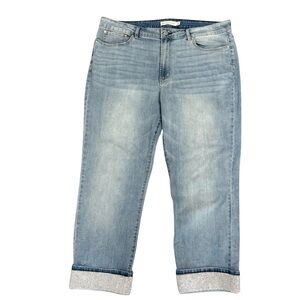 Rebecca Minkoff Light Blue Straight Leg Bejeweled Cuff Jeans